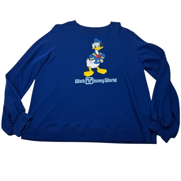 Walt Disney World WDW Blue Donald Duck Pullover Crewneck Sweatshirt - Picture 1 of 9